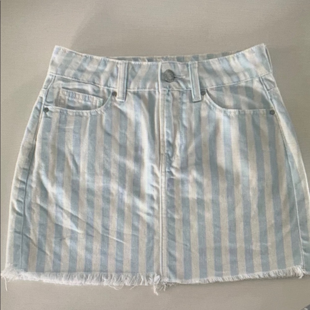 Striped Blue and White Denim Skirt
